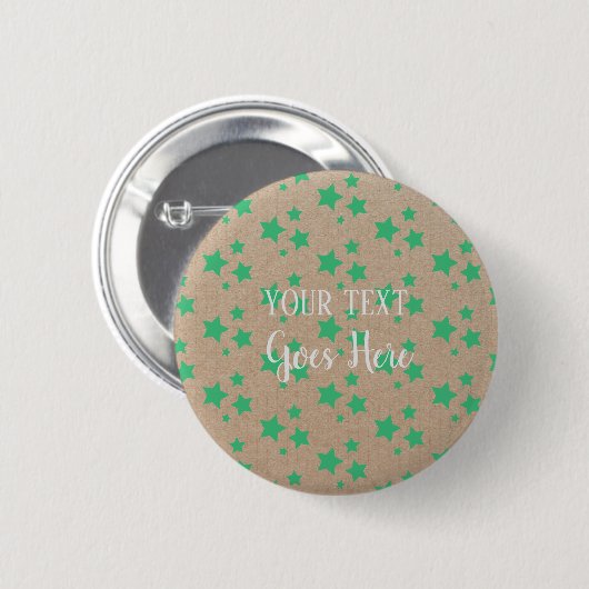  rustiek sterrenpatroon Kraft papier groen Ronde Button 5,7 Cm (Voorkant /achterkant)