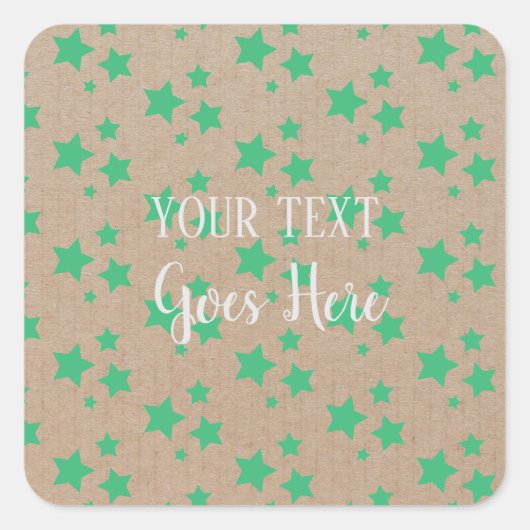  rustiek sterrenpatroon Kraft papier groen Vierkante Sticker (Voorkant)