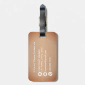 Rustiek Stijlvol Geborsteld Koper Metaal Monogramm Bagagelabel (Achterkant verticaal)