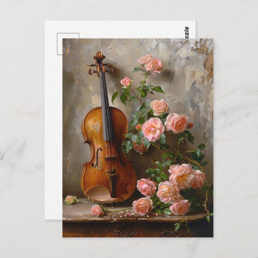 Rustiek stilleven met  viool briefkaart (Voorkant / Achterkant)