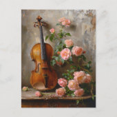 Rustiek stilleven met  viool briefkaart (Voorkant)