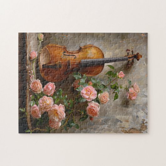 Rustiek stilleven met  viool legpuzzel (Horizontaal)