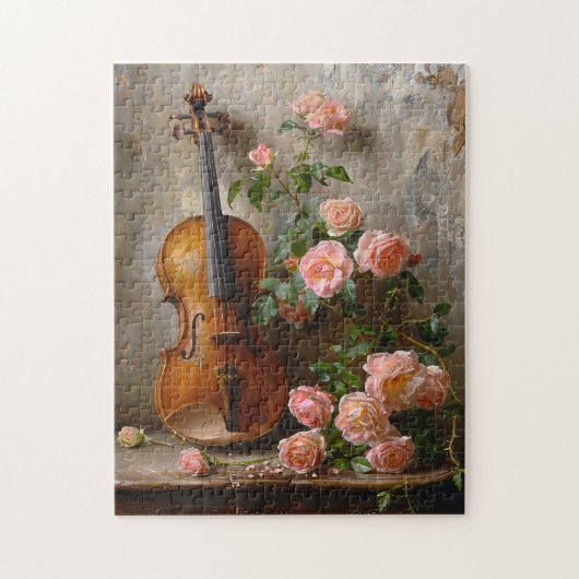 Rustiek stilleven met  viool legpuzzel (Verticaal)