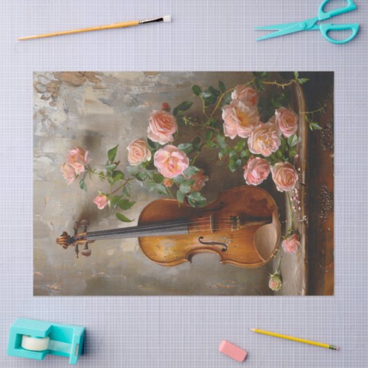 Rustiek Stilleven met Vioolontkoppeling Tissuepapier (Craft)