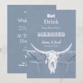 Rustiek Stof Blauw Eet Drink Wordt Getrouwd Stier  Aankondiging (Voorkant / Achterkant)