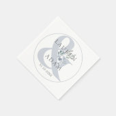 Rustiek Stoffig Blauw Ampersand & Bloemenbruiloft Servet (Hoek)