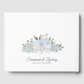 Rustiek Stoffig Blauw Bloemen Boho Elegant Bruilof Gastenboek (Achterkant)