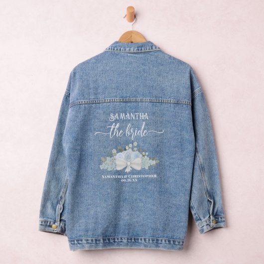 Rustiek Stoffig Blauw Bloemen De bruid Huwelijksca Denim Jacket (Hangar)