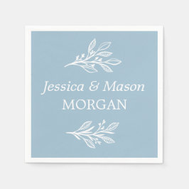 Rustiek Stoffig Blauw Bruiloft Cocktail Servet