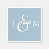 Rustiek Stoffig Blauw Bruiloft Cocktail Servet (Voorkant)