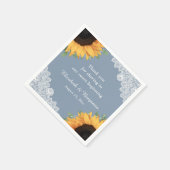 Rustiek Stoffig Blauw Kant Zonnebloem Bloemen Brui Servet (Hoek)