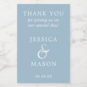 Rustiek Stoffig Blauw Mini Wijnfles Label Favor Wijn Etiket (Enkel label)