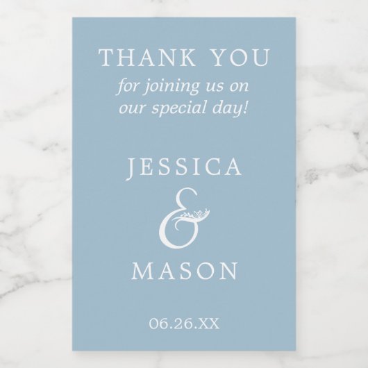 Rustiek Stoffig Blauw Mini Wijnfles Label Favor Wijn Etiket (Enkel label)