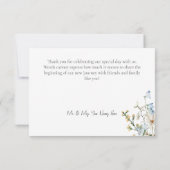 Rustiek Stoffig Blauw Wildbloemen & Daisies Bruilo Bedankkaart (Achterkant)