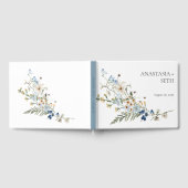 Rustiek Stoffig Blauw Wildbloemen & Daisies Bruilo Gastenboek (Volledig)