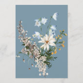 Rustiek Stoffig Blauw Wildbloemen & Daisies Bruilo Menu (Achterkant)