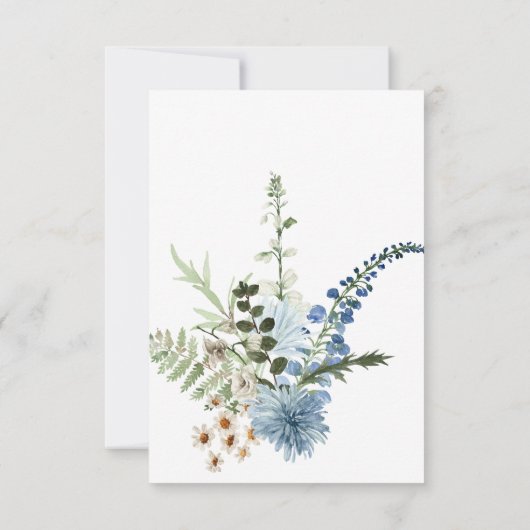 Rustiek Stoffig Blauw Wildbloemen & Daisies Bruilo Save The Date (Achterkant)