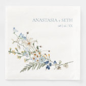 Rustiek Stoffig Blauw Wildbloemen & Daisies Bruilo Servet (Voorkant)