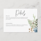 Rustiek Stoffig Blauw Wildbloemen & Daisies Detail Informatiekaartje (Voorkant)