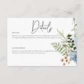 Rustiek Stoffig Blauw Wildbloemen & Daisies Detail Informatiekaartje (Voorkant)