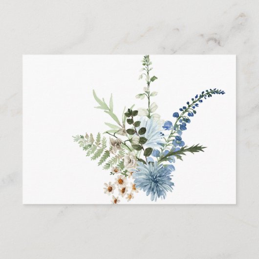 Rustiek Stoffig Blauw Wildbloemen & Daisies Detail Informatiekaartje (Achterkant)