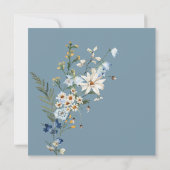 Rustiek Stoffig Blauw Wildbloemen & Daisies Plein Kaart (Achterkant)
