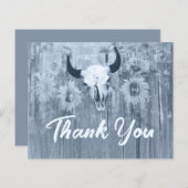 Rustiek Stoffig Blauw Zonnebloemen Bull Skull Budg (Voorkant / Achterkant)