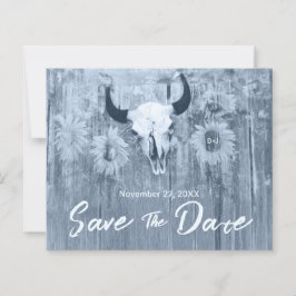 Rustiek Stoffig Blauw Zonnebloemen Bull Skull Budg