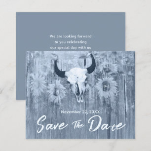 Rustiek Stoffig Blauw Zonnebloemen Bull Skull Budg