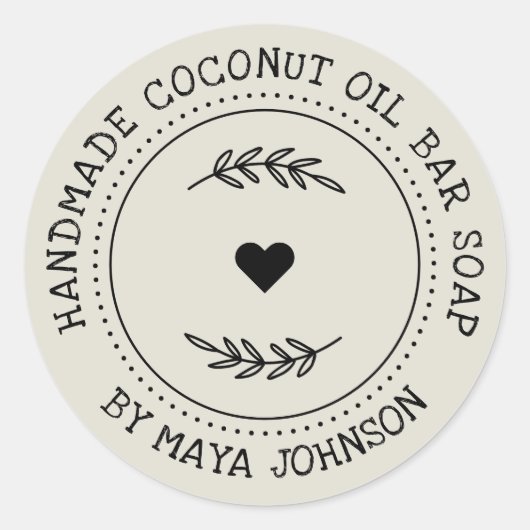 Rustiek Stoffig Ivoor Groen Handgemaakt Ronde Sticker (Voorkant)