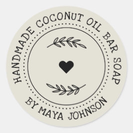 Rustiek Stoffig Ivoor Groen Handgemaakt Ronde Sticker