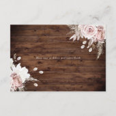 Rustiek stoffig Roos Blush Bloemen Bruiloft Detail Informatiekaartje (Achterkant)