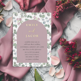 Rustiek stoffig Roos & gouden Eucalyptus bruiloft Folie Uitnodiging