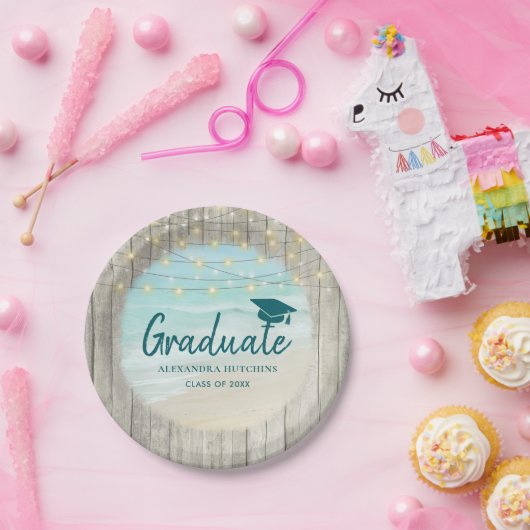 Rustiek strand afstudeerfeest papieren bordje (Feest)