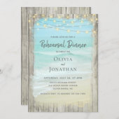 Rustiek strand bruiloft repetitie diner kaart (Voorkant / Achterkant)