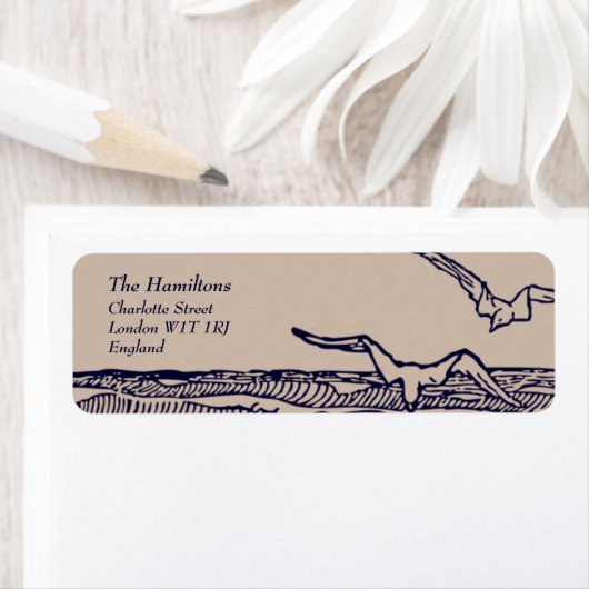 Rustiek strand bruiloft retour adres label (Insitu)