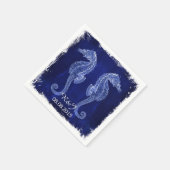 Rustiek strand kust blauwe zeepaardbruiloft servet (Hoek)