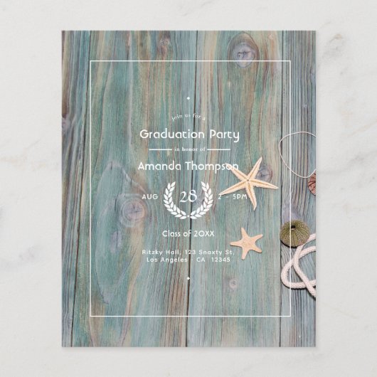 Rustiek strand nautische afstudeerfeest flyer (Voorkant)