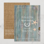 Rustiek strand nautische afstudeerfeest kaart (Voorkant / Achterkant)