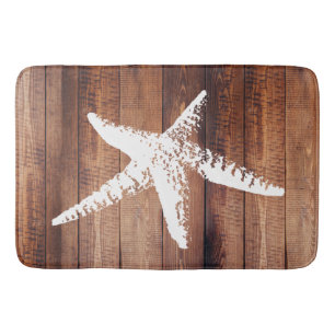 Rustiek strand Witte zeesterren & houten planken Badmat
