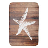 Rustiek strand Witte zeesterren & houten planken Badmat (Voorkant Verticaal)