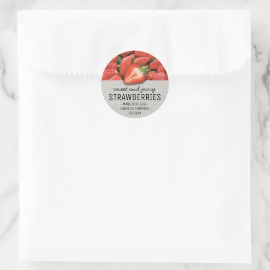 Rustiek Strawberry Jam Jar Label (Tas)