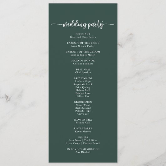 Rustiek String Lights Groen Trouwprogramma Programmakaart (Achterkant)