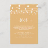 Rustiek String Lights Kalligrafie Geel Hotel Informatiekaartje (Voorkant)