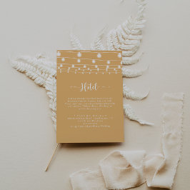 Rustiek String Lights Kalligrafie Geel Hotel Informatiekaartje