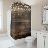 Rustiek & String Lights Zilver Goud Confetti Douchegordijn (In situ)