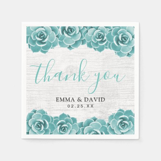 Rustiek Succulent Bloemen Elegante Lente Bruiloft Servetten (Voorkant)