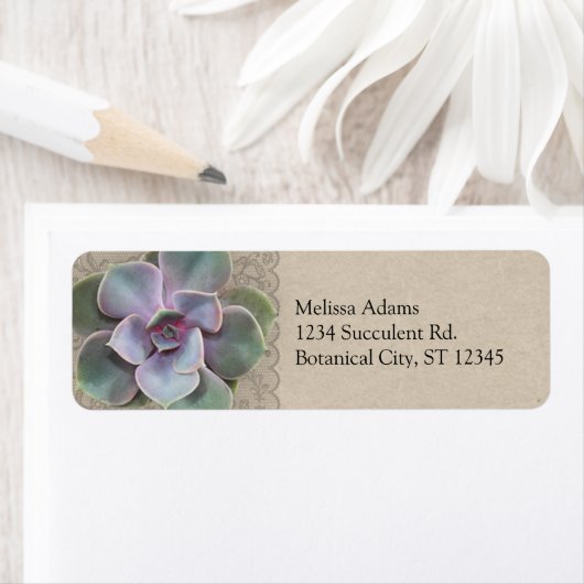 Rustiek Succulent Bruiloft Adreslabel Etiket (Insitu)