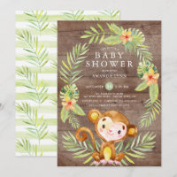 Rustiek Sweet Monkey Boy Baby shower Uitnodiging