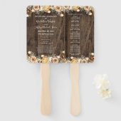 Rustiek Tan Vogel Hout Land Bruiloft Programma Handwaaier (Voorkant en achterkant)